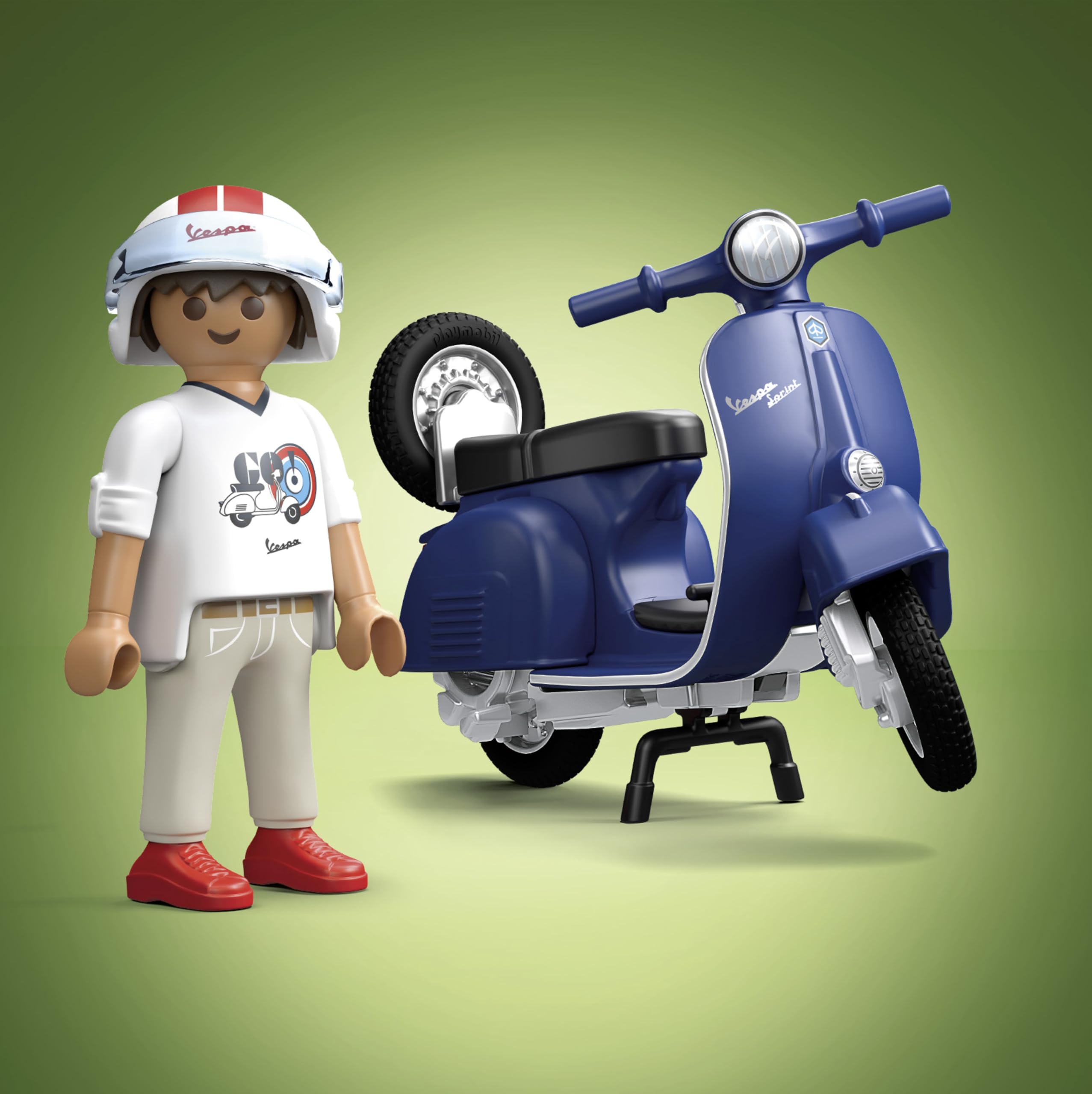 PLAYMOBIL Cars 71622 1969 Vespa 150 Sprint Veloce, Blue, Faithful Model for Collectors and Fans, Includes Versatile Accessories and Detachable Spare Wheel