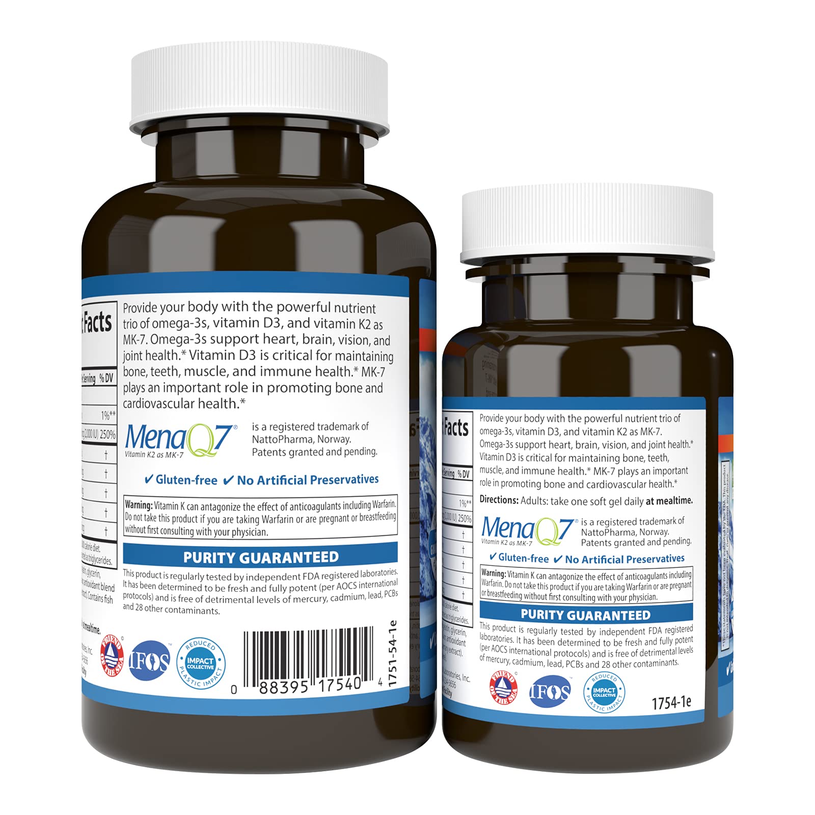 Carlson Elite Omega-3 Plus D & K, 700 mg, Omega-3s, Lemon, 60 + 30 Softgels
