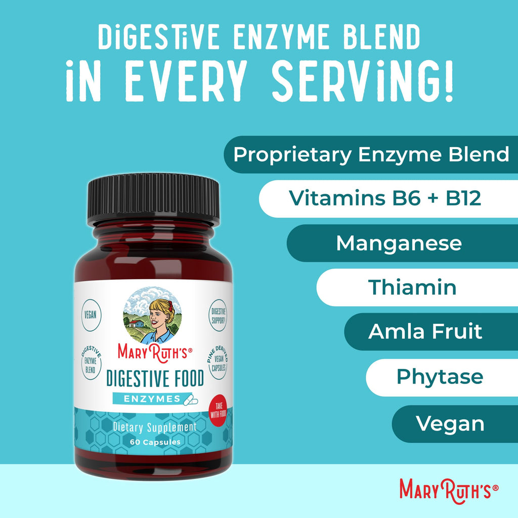 MARYRUTH'S Digestive Food Enzymes for Digestive Support, 60 Capsules