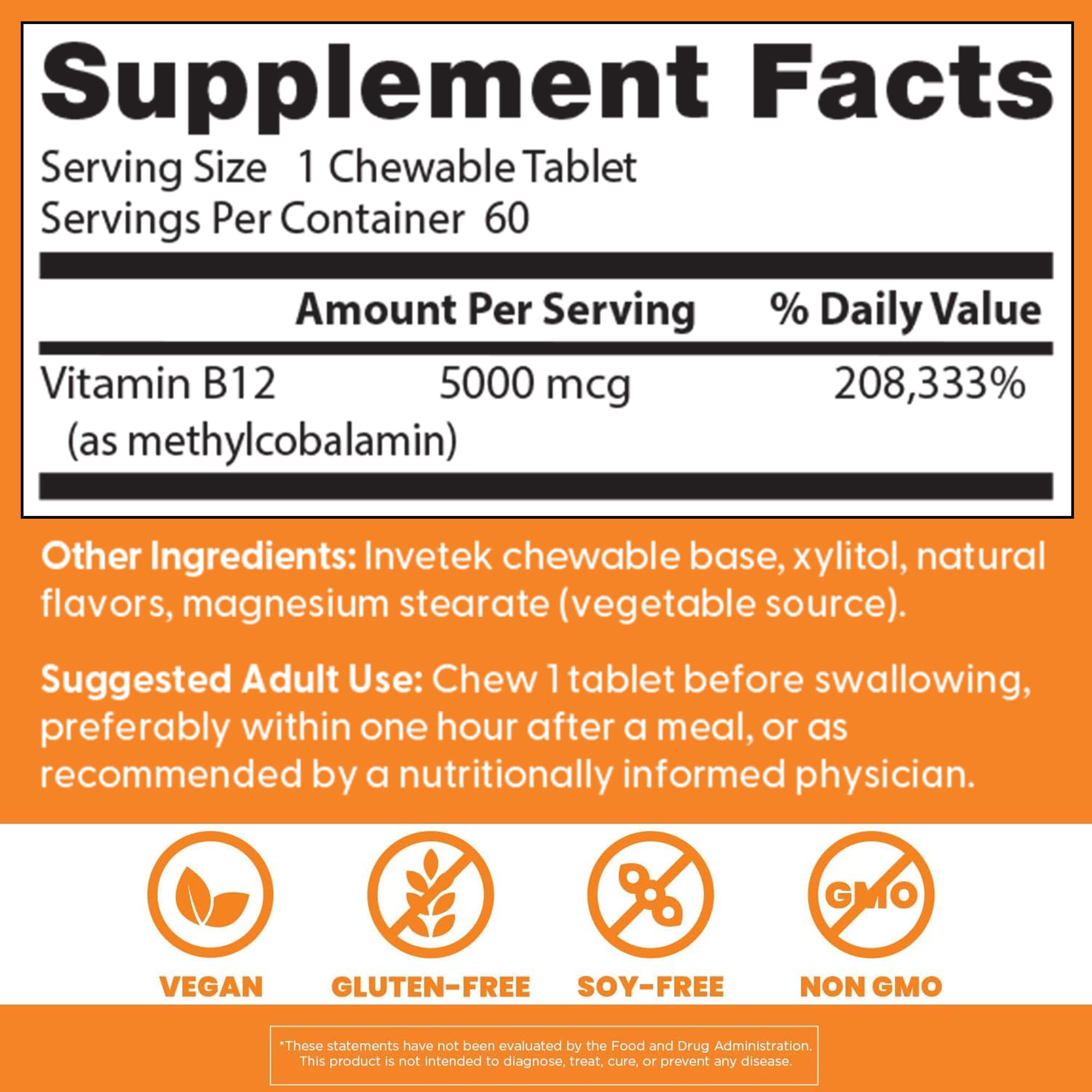 Doctor's Best Chewable Vitamin B12 Methylcobalamin for Men & Women - Vitamin B 12 5000 mcg, VIT B-12 Supplement, Vegan, Gluten Free, Non GMO, Fully Active, Mixed Berries Flavor - 60 Tablets