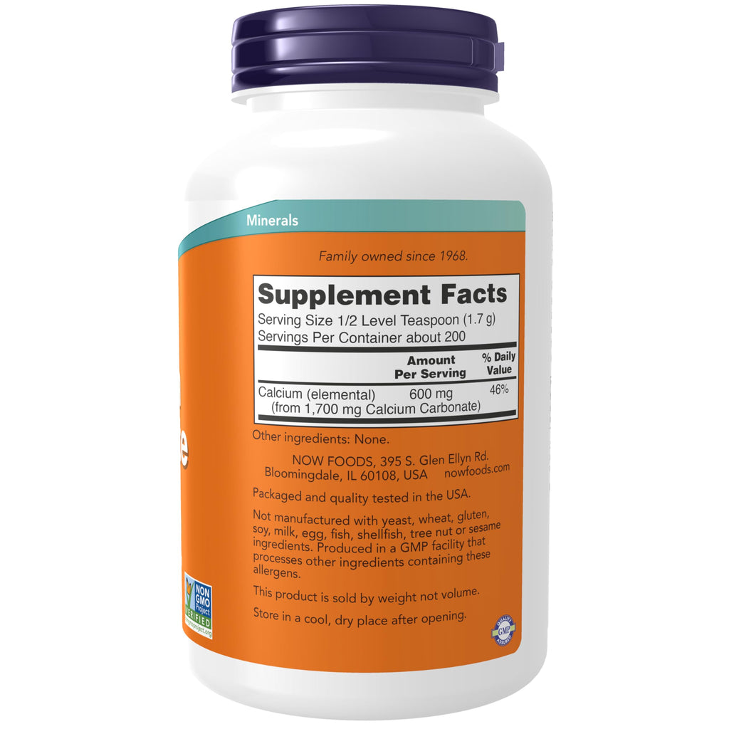 NOW Foods Supplements, Calcium Carbonate Powder, High Percentage of Calcium, 12-Ounce