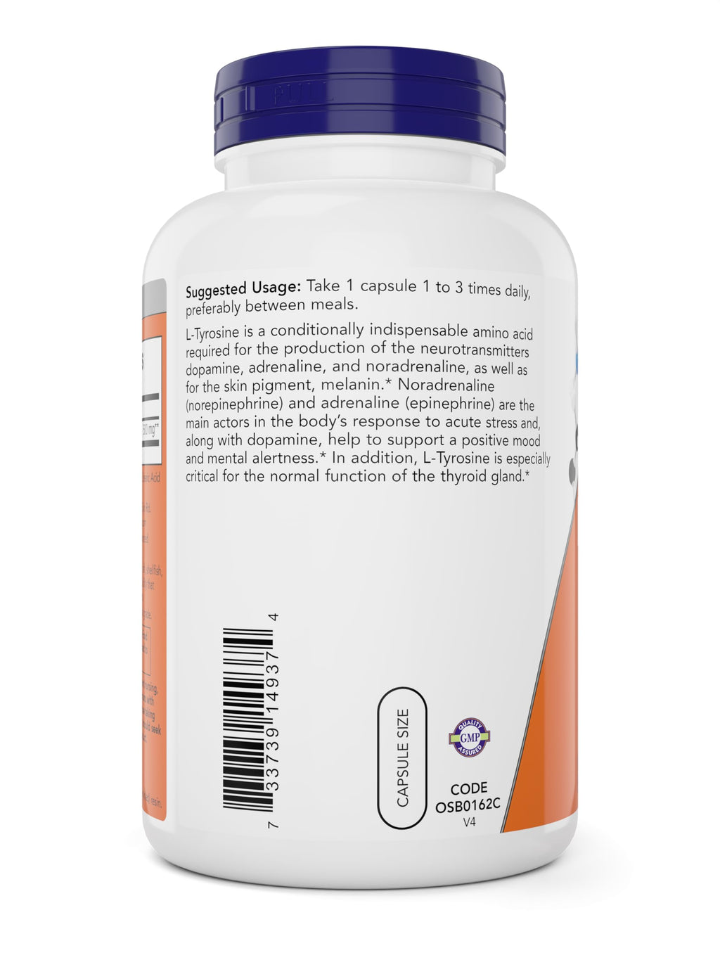 Now Foods L-Tyrosine 500mg, 300 Capsules, Non GMO, 500 mg Caps, Free Form Supplement
