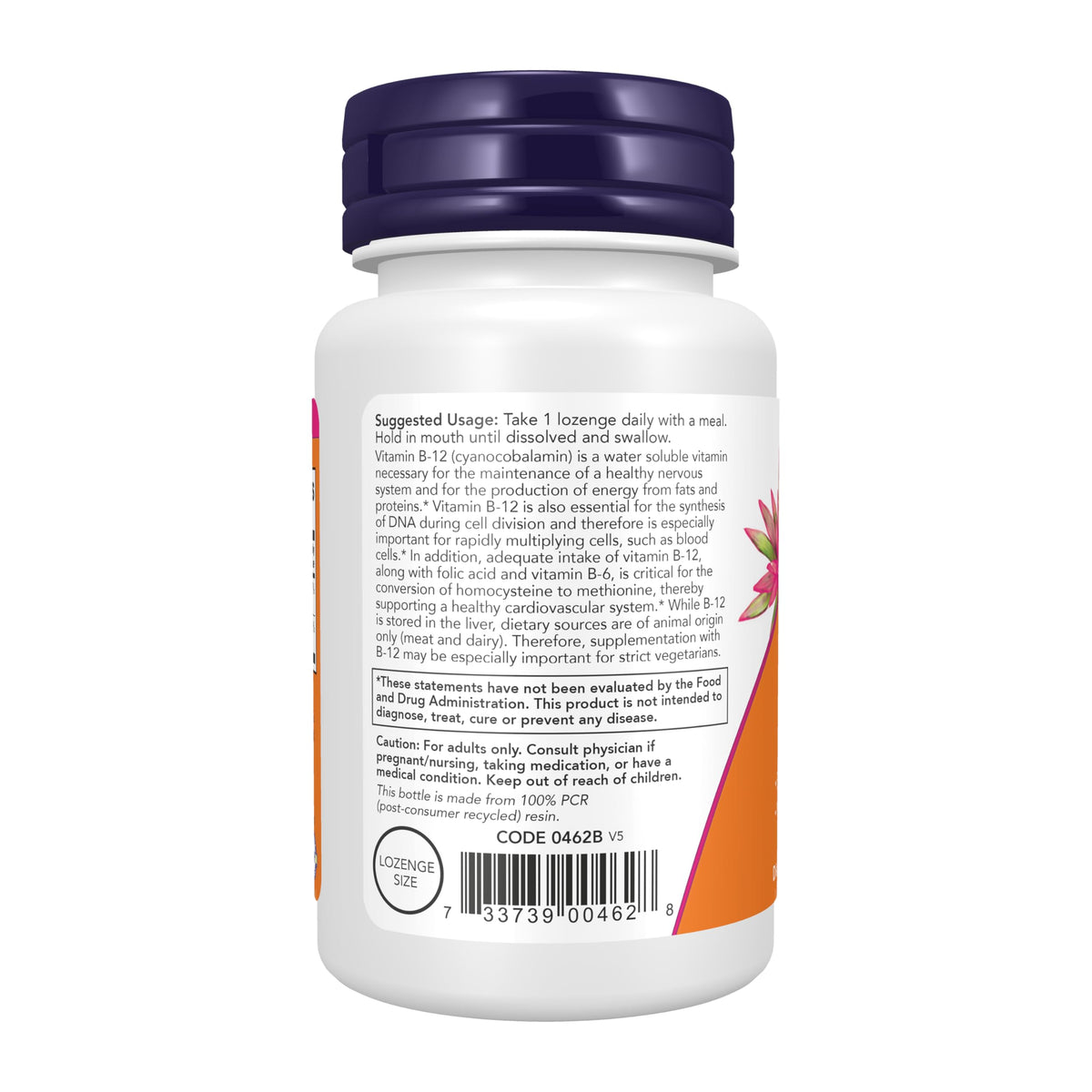 NOW Supplements, Vitamin B-12 5,000 mcg, Folic Acid, 60 Lozenges