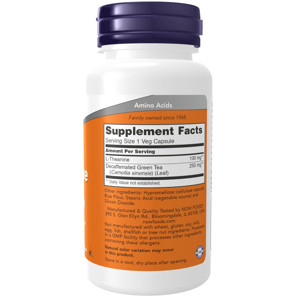 NOW Foods Supplements, L-Theanine 100 mg with Decaf Green Tea, 90 Veg Capsules