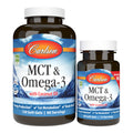 Carlson MCT & Omega-3, Keto-Friendly, Coconut Oil, 120 + 30 Softgels