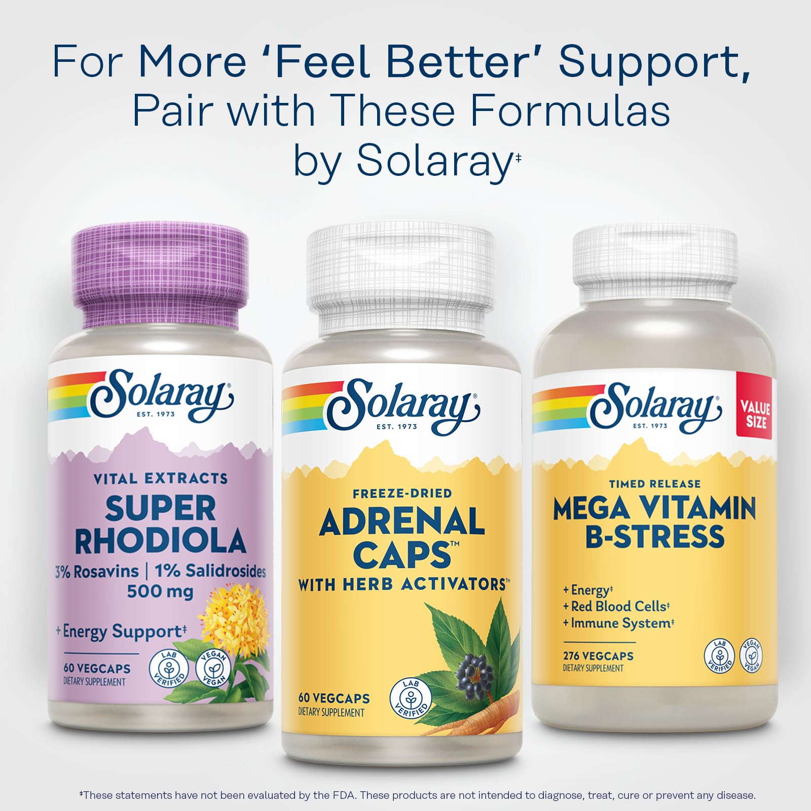 SOLARAY Adrenal Caps Freeze Dried, 60 VegCaps
