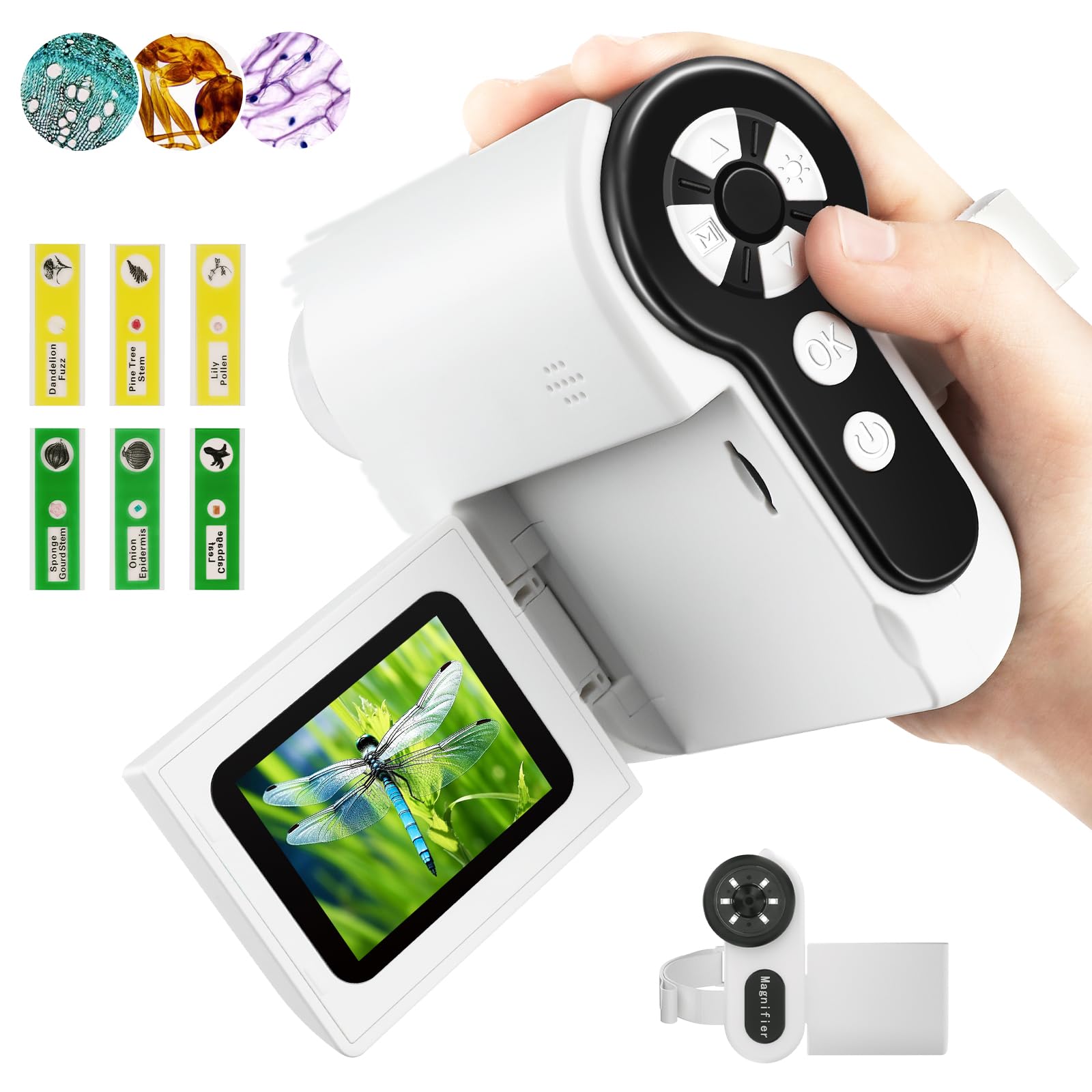 Microscope for Kids, [3-in-1] 1000X Handheld Mini Scope with 2" LCD Screen, Portable Miniscope for Kids 8-12 Halloween Christmas Birthday Edu Gifts, 32GB TF Card Included
