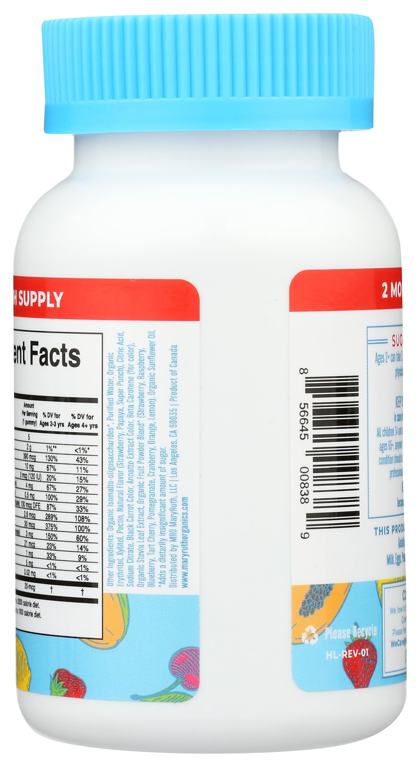 MARYRUTH'S Kids Multivitamin Gummies, Sugar Free, 2 Month Supply, Ages 4+