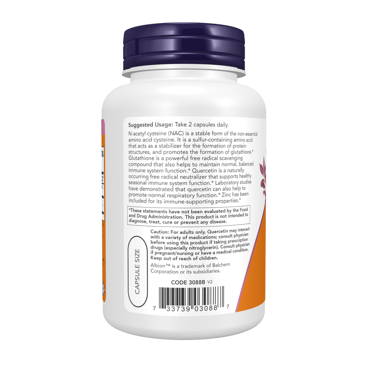 Now Supplements, NAC Quercetin and Zinc, 90 Veg Caps