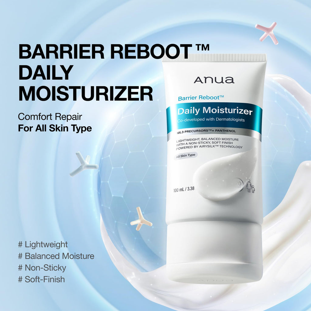 ANUA Barrier Reboot Daily Moisturizer, Ceramide Barrier Care Face Cream with Panthenol, Lightweight Hydration for All Skin Types, 120-Hour Moisture, Dermatologist Tested Korean Skincare, 3.38 fl oz