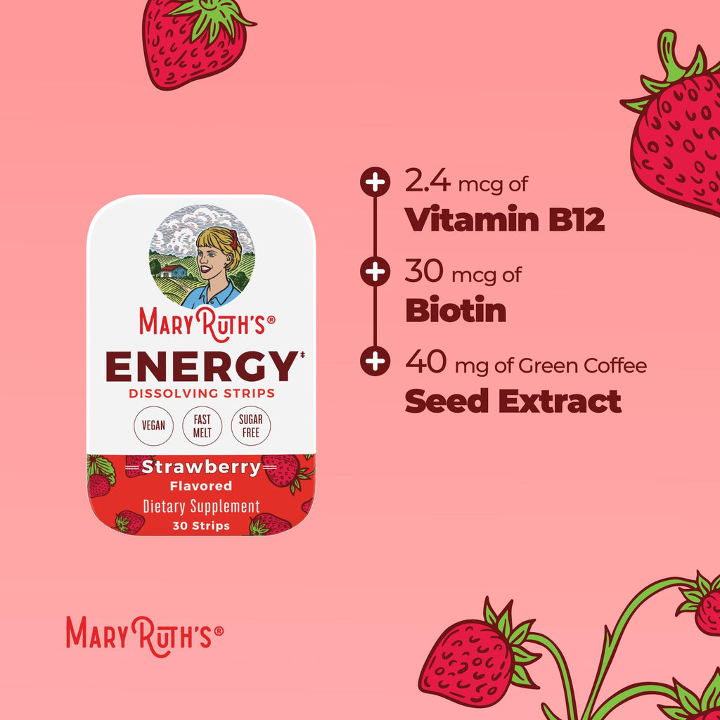 MaryRuth's Energy Dissolving Strips, B Vitamin Complex, 30 Count, Vegan