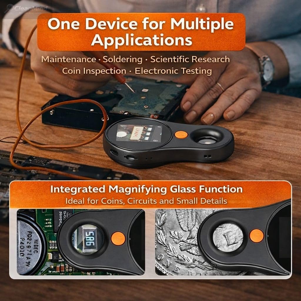 Digital Microscope 500x with 2.0" IPS Screen, Magnifying Glass, Coin Microscope, Trichome Microscope, USB Connection, Ideal for Electronics, Jewelry, Coin Collectors and Kids