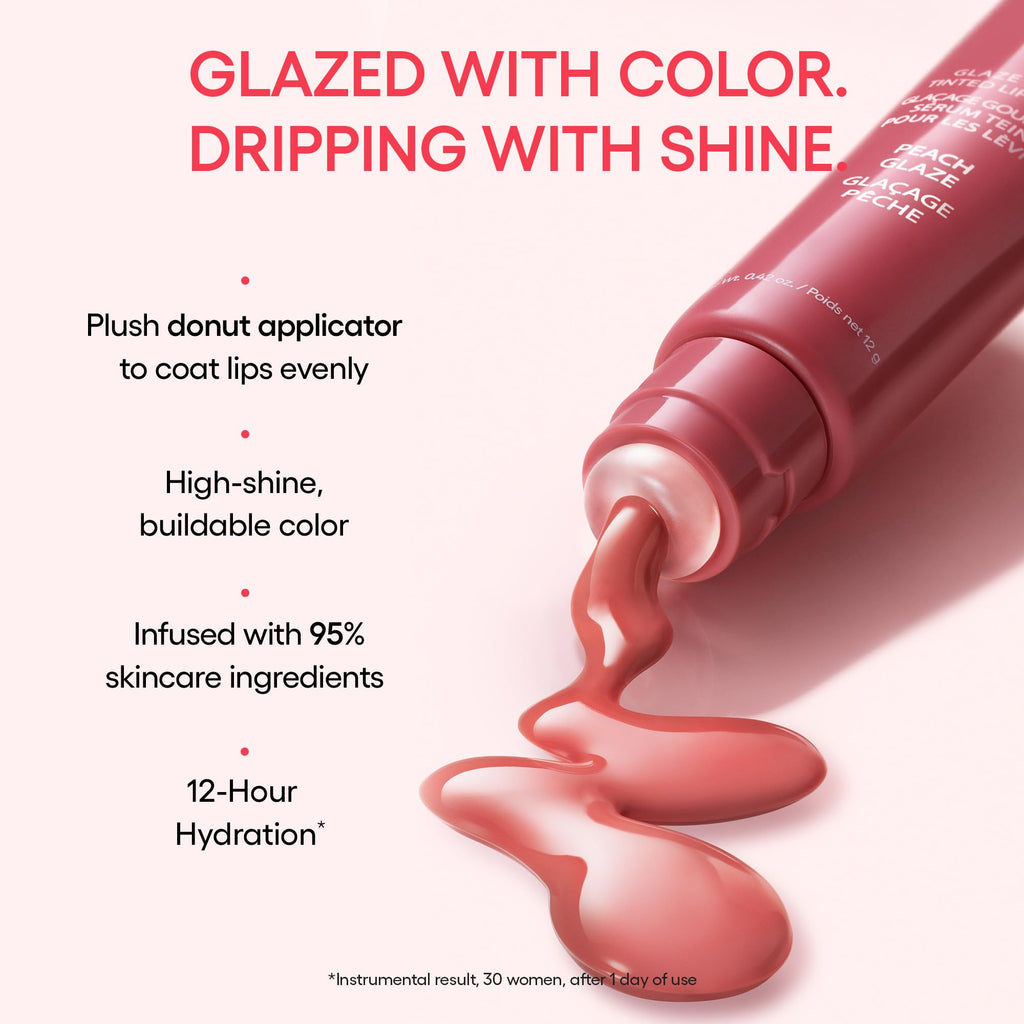 LANEIGE Glaze Craze Tinted Lip Serum: Hydrating, Lip Barrier-Boosting, Softening Lip Serum Treatment for Glossy & Buildable Shine, Nourished Lips | Korean Skin Care, Peach Glaze