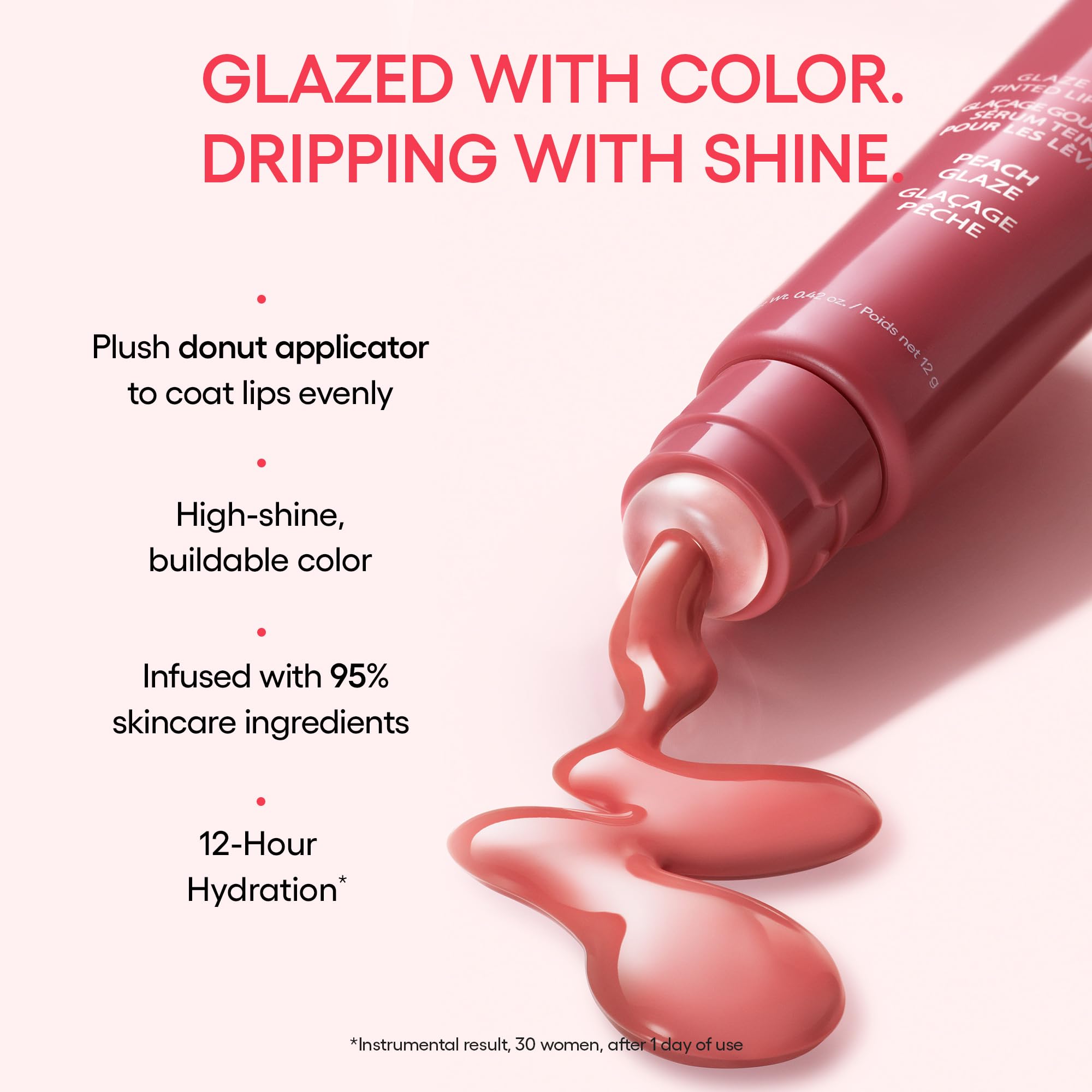 LANEIGE Glaze Craze Tinted Lip Serum: Hydrating, Lip Barrier-Boosting, Softening Lip Serum Treatment for Glossy & Buildable Shine, Nourished Lips | Korean Skin Care, Peach Glaze