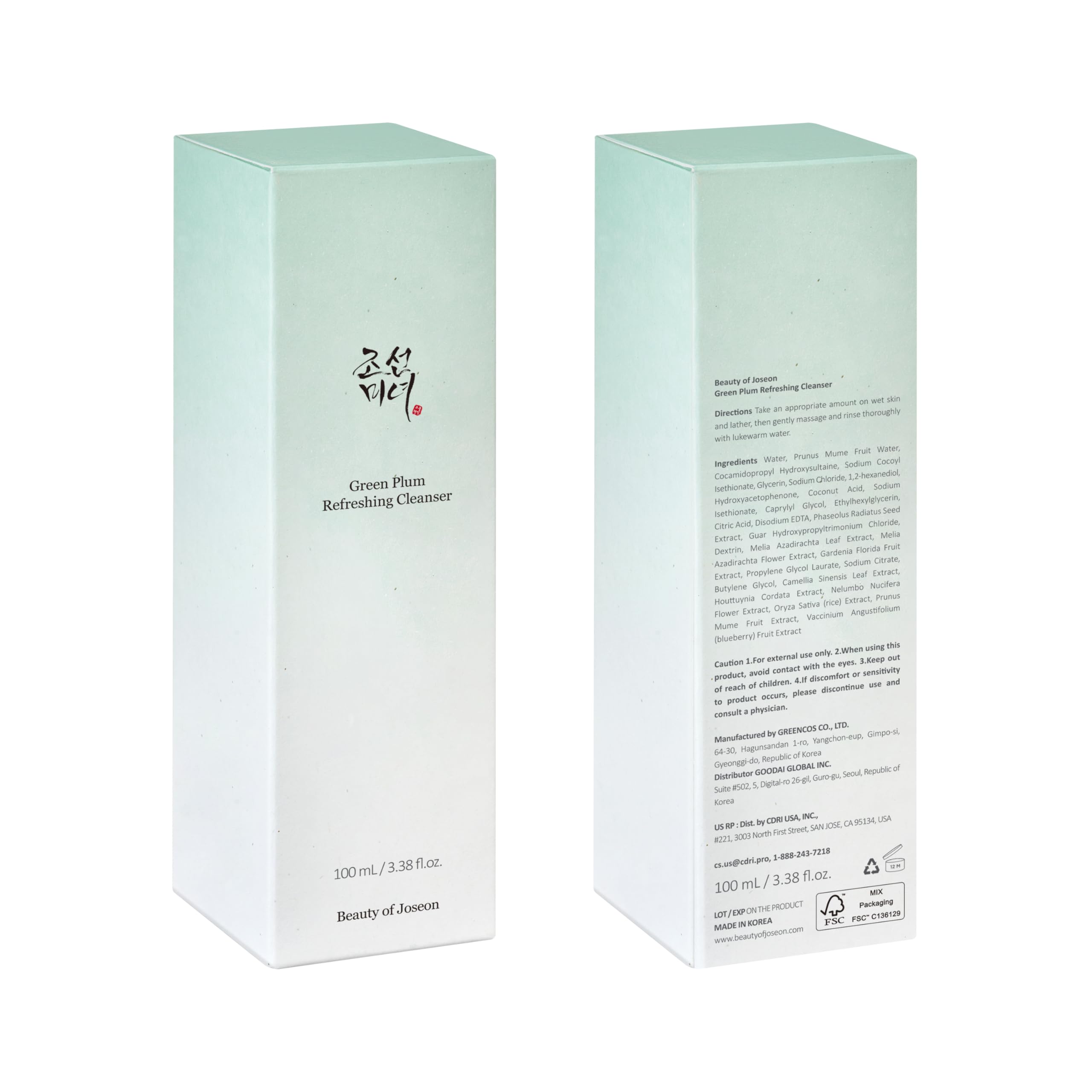 Beauty of Joseon Dynasty Cream Hydrating Face Moisturizer (100ml, 3.38 fl.oz.) with Green Plum Refreshing Cleanser (100ml, 3.38 fl.oz.), Korean Skincare