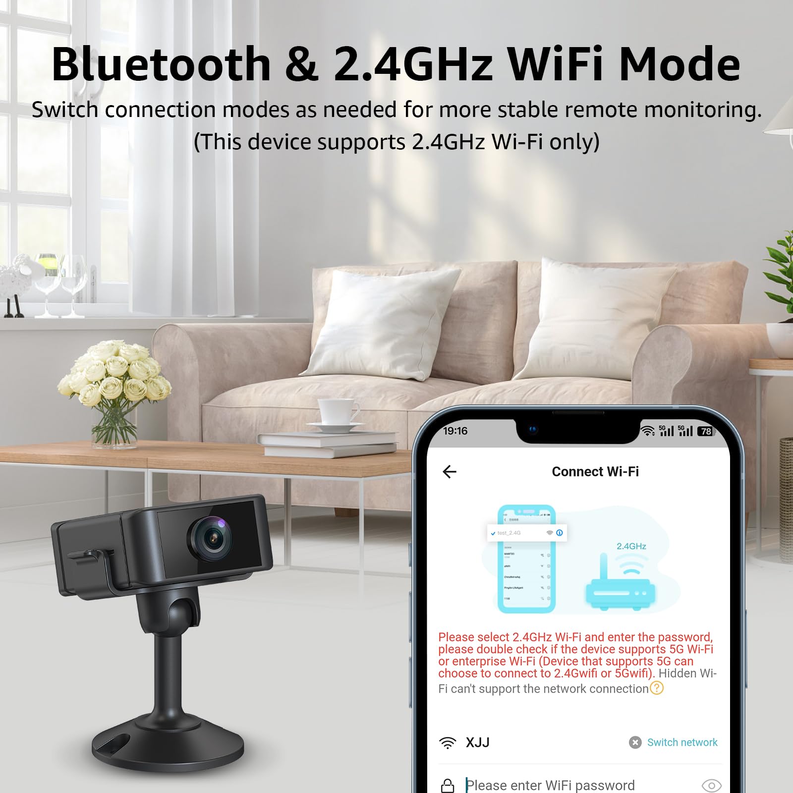 4K Hidden Camera, Wireless Mini Spy Camera with WiFi, Night Vision, Motion Detection Alerts, App Remote View, Rechargeable Battery, SD Card & Cloud Storage, Nanny Cam for Home, Office and Pets, Black