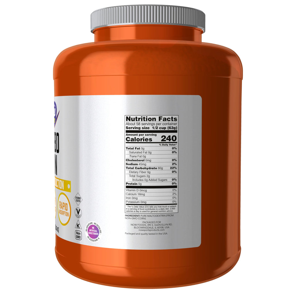 NOW Foods Sports Nutrition, Carbo Gain Powder (Maltodextrin), Rapid Absorption, Energy Production, 8-Pound