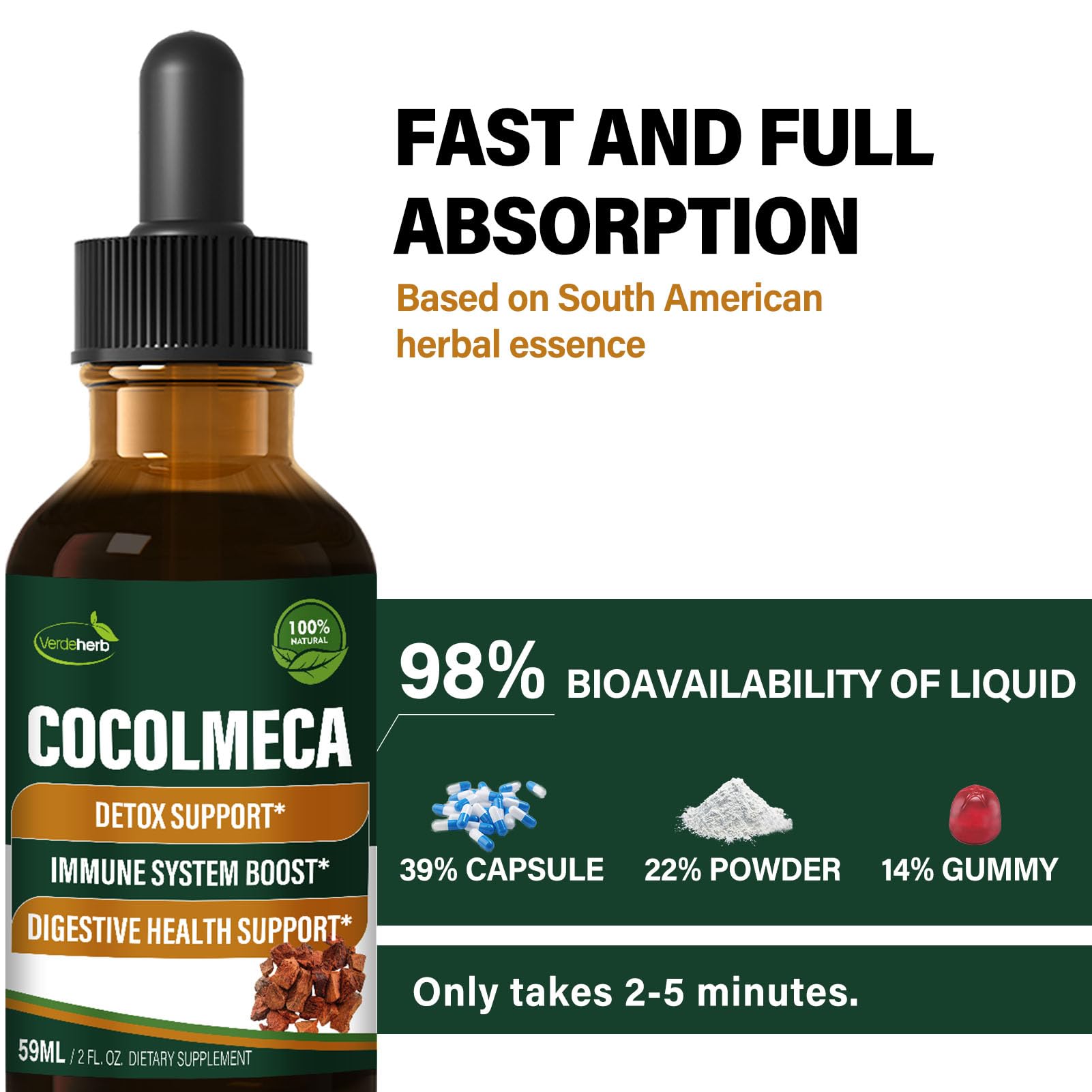 Verdeherb Cocolmeca Bark Liquid Drops, Nature Herbal Extract Supplement