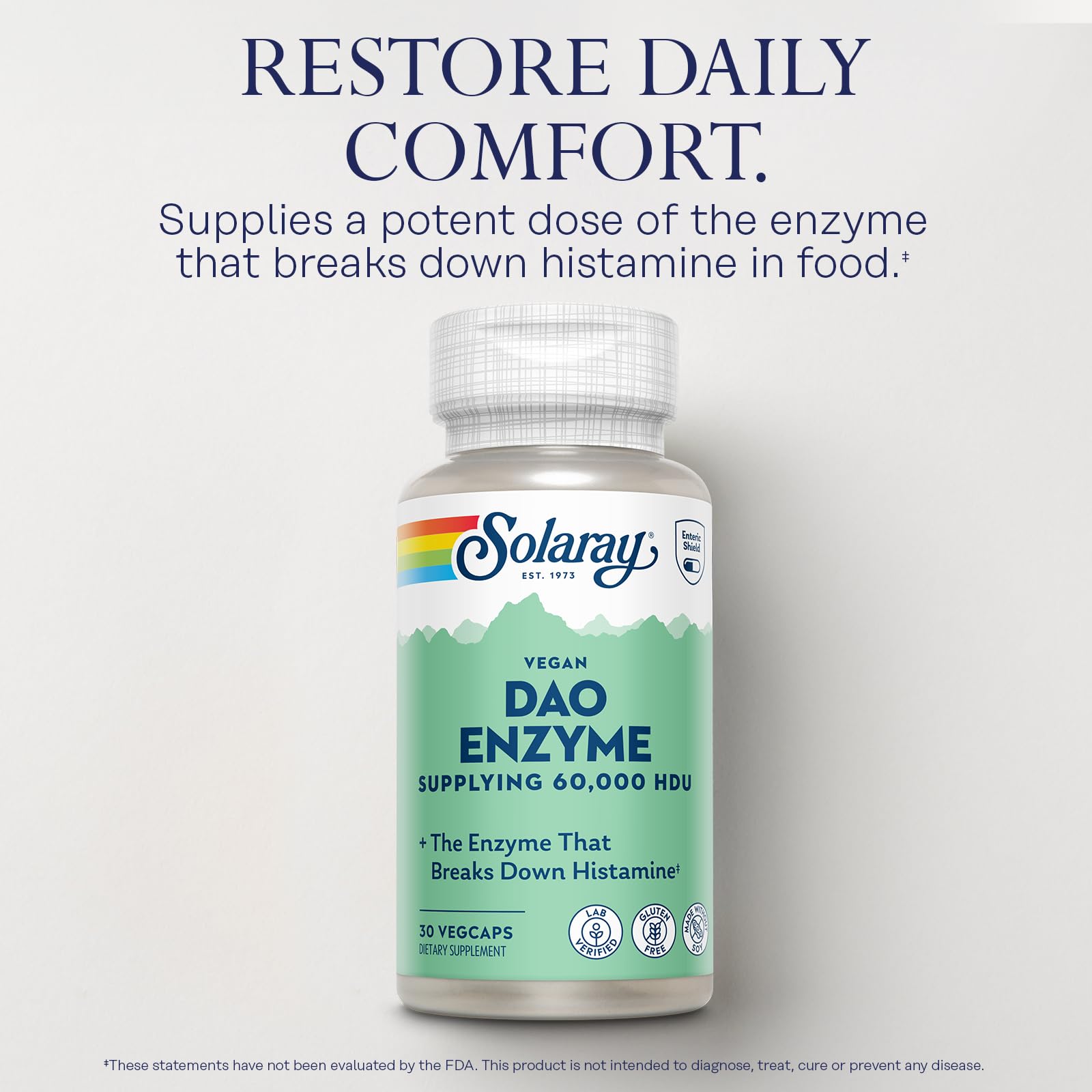 SOLARAY DAO Enzyme 60000 HDU, 30 VegCaps