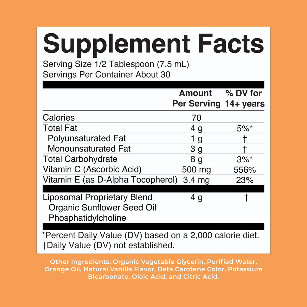 MaryRuth's Megadose Liquid Vitamin C 500mg Liposomal, Vegan, 30 Servings