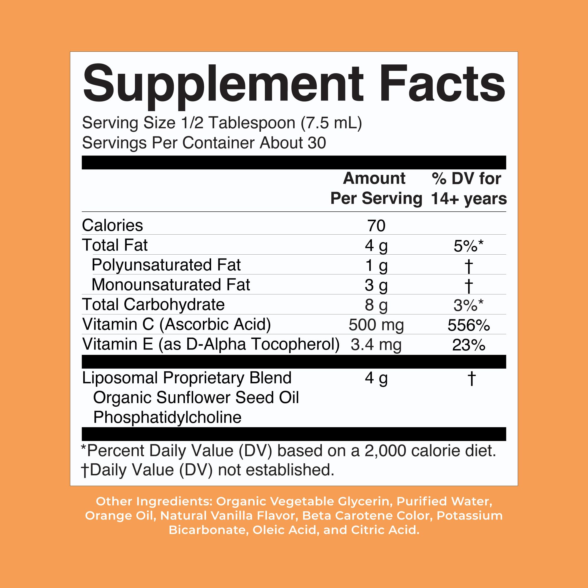MaryRuth's Megadose Liquid Vitamin C 500mg Liposomal, Vegan, 30 Servings