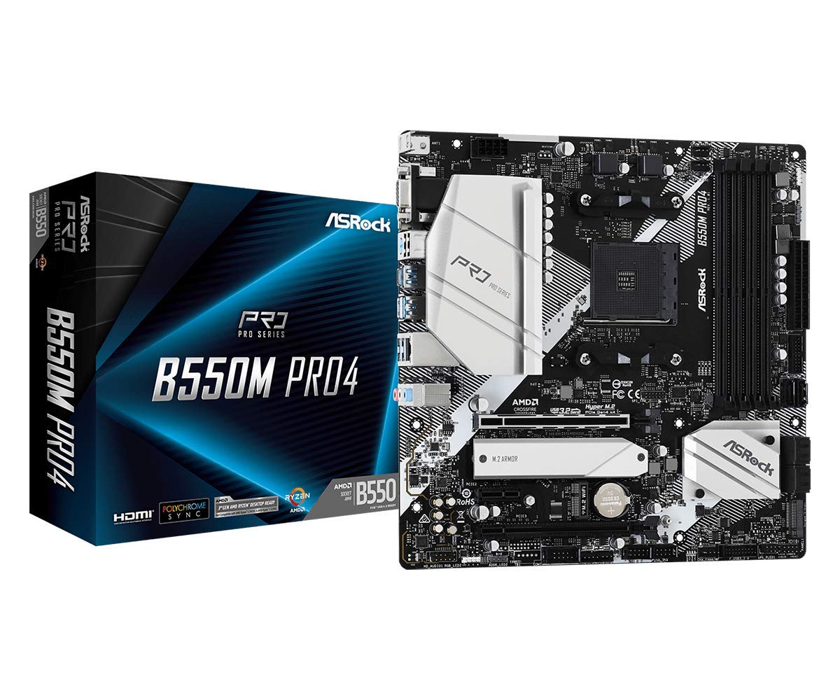 ASRock B550M PRO4 Supports 3rd Gen AMD AM4 Ryzen™ / Future AMD Ryzen™ Processors Motherboard