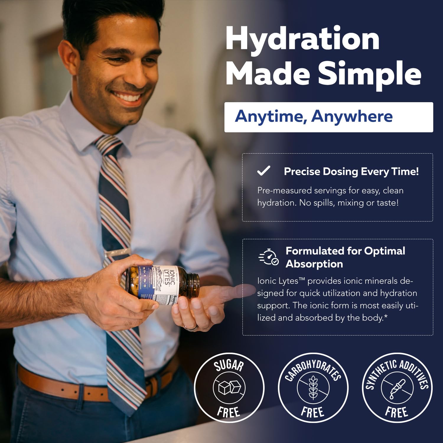 Ionic Lytes™ Electrolyte Mineral Complex with Ionic Sea Salt, Fulvic & Humic Acid - Supports Hydration, Electrolyte & Mineral Balance & Muscle Function (60 Capsules) - Soy-Free, Gluten-Free, cGMP