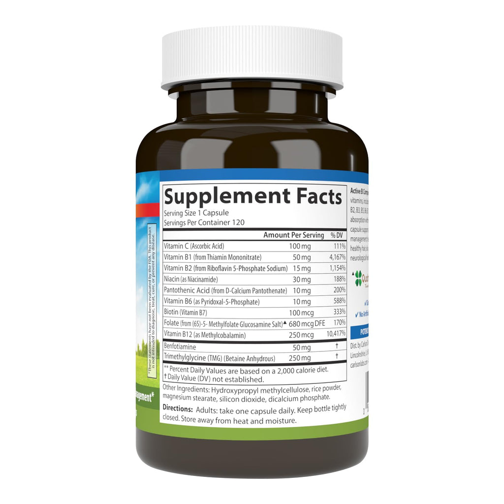 Carlson - Active B Complex, Energy Production, Immune Function & Stress Management (120 Capsules)