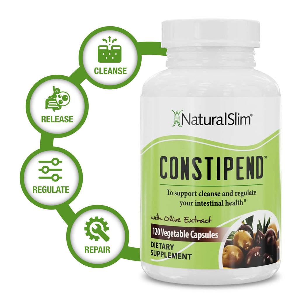 NaturalSlim Constipend Magnesium Oxide for Constipation Relief, Colon Cleanser & Stool Softener for Women & Men with Magnesium Citrate, Aspartate & Olive Extract, 120 Vegetable Capsules – 1 Pack