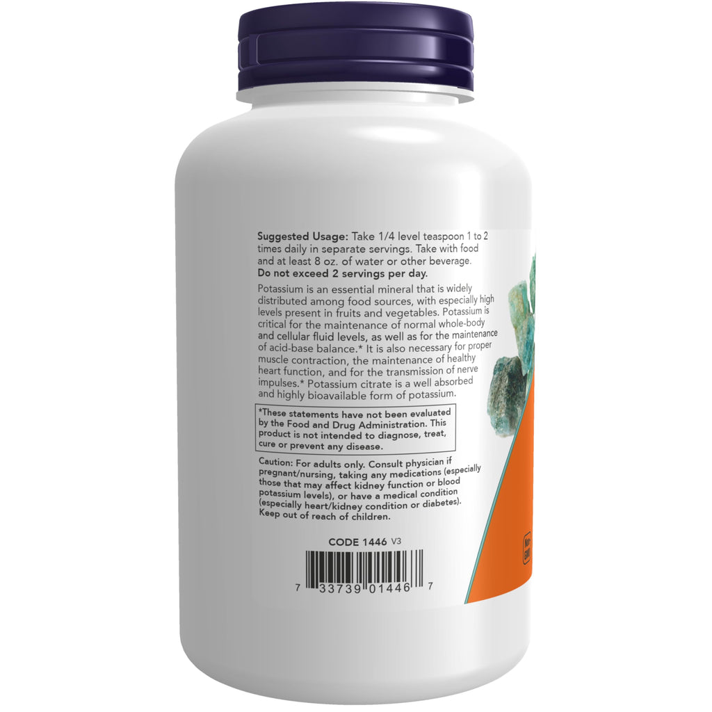 NOW Supplements, Potassium Citrate Powder, Essential Mineral, 12-Ounce
