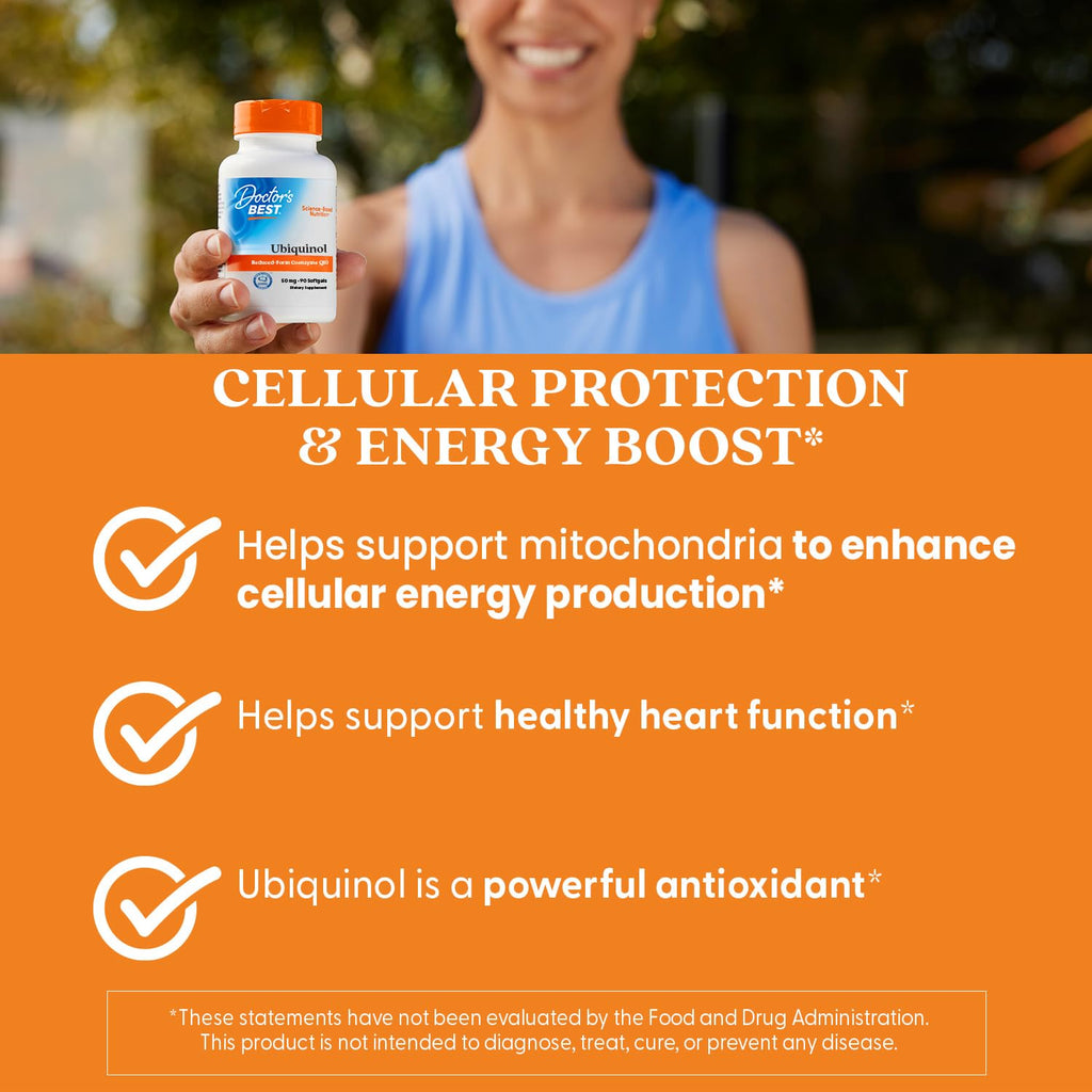 Doctor's Best Kaneka Ubiquinol 50 mg Supplement for Men & Women - Reduced Form CoQ10, Coenzyme Q10 50mg for Antioxidant & Heart Health Support, Non GMO, Gluten Free, Soy Free - 90 Softgels