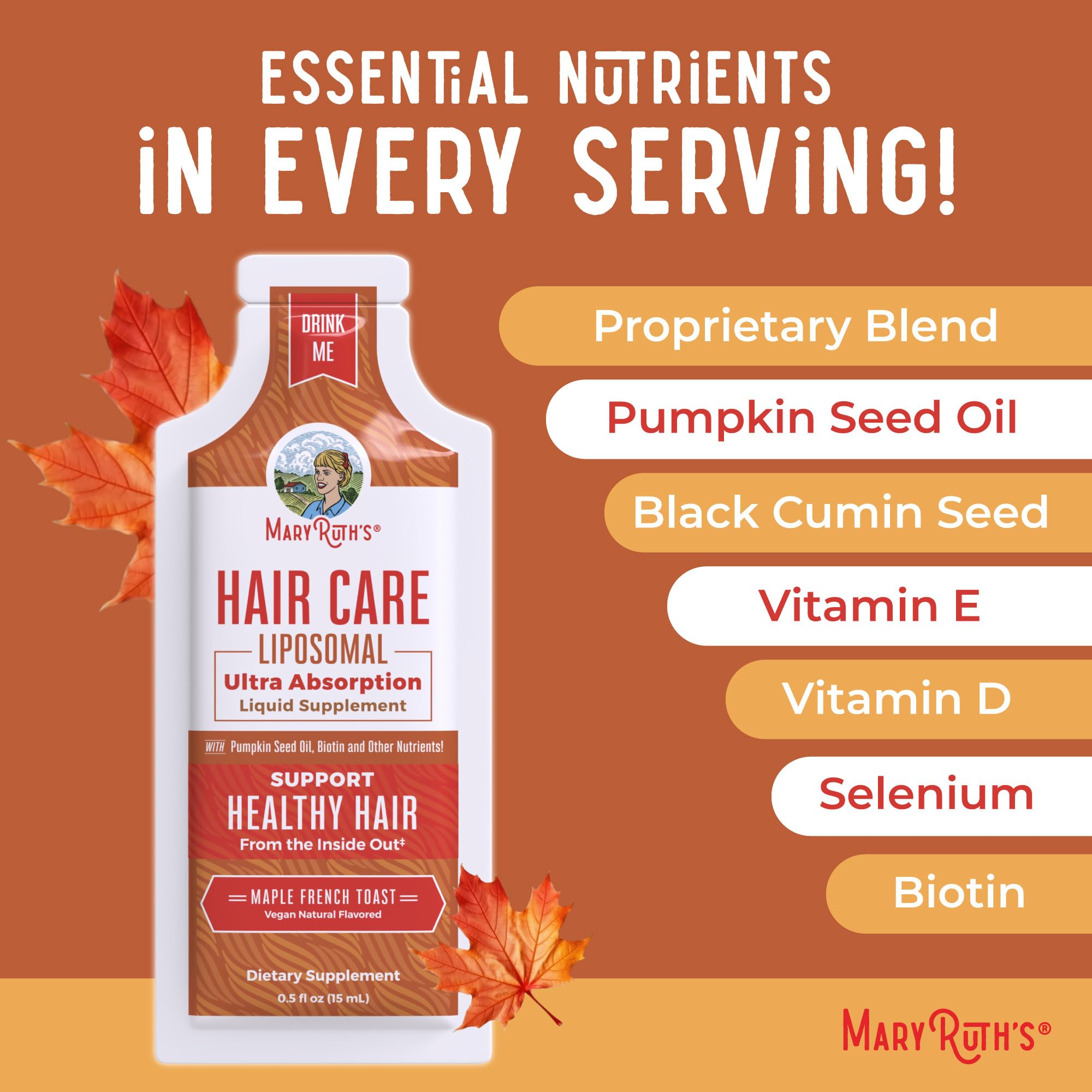 MARYRUTH'S Hair Care Liposomal, Ultra Absorption, Gluten Free, 14 Servings