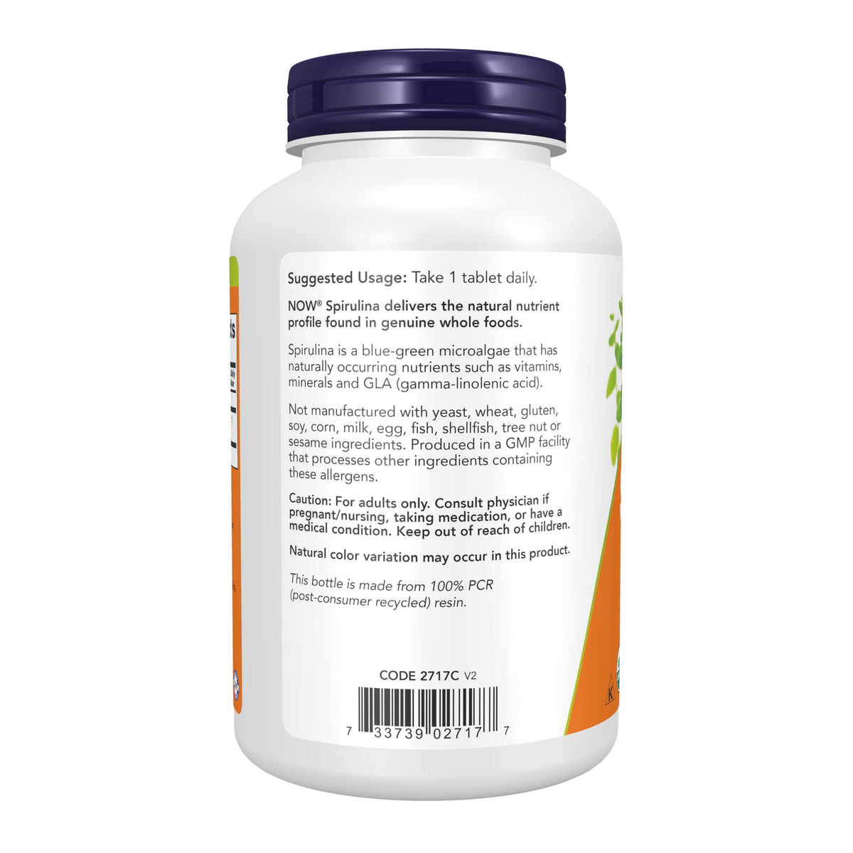 Now Supplements, Organic, Spirulina 1,000 mg, Double Strength, 240 Tabs