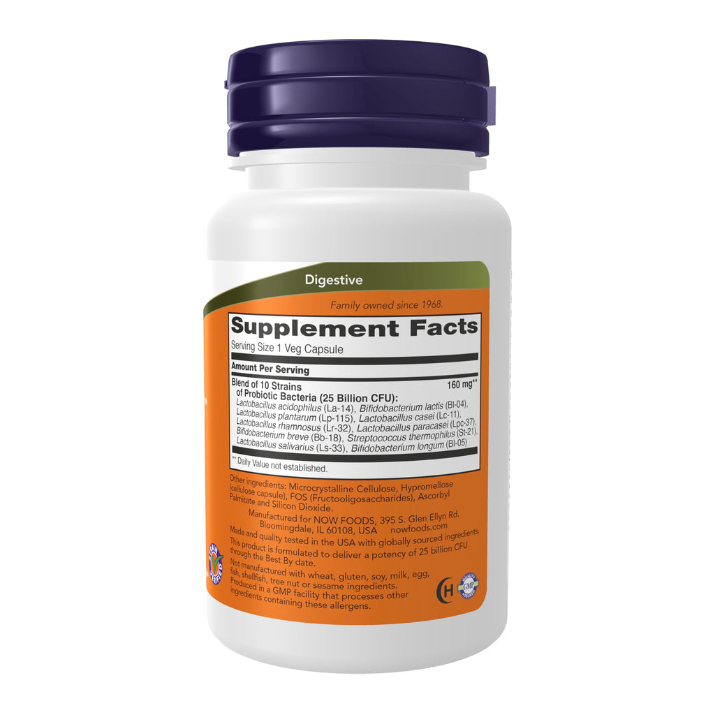 NOW Supplements, Probiotic-10™, 25 Billion, with 10 Strains, 30 Veg Caps