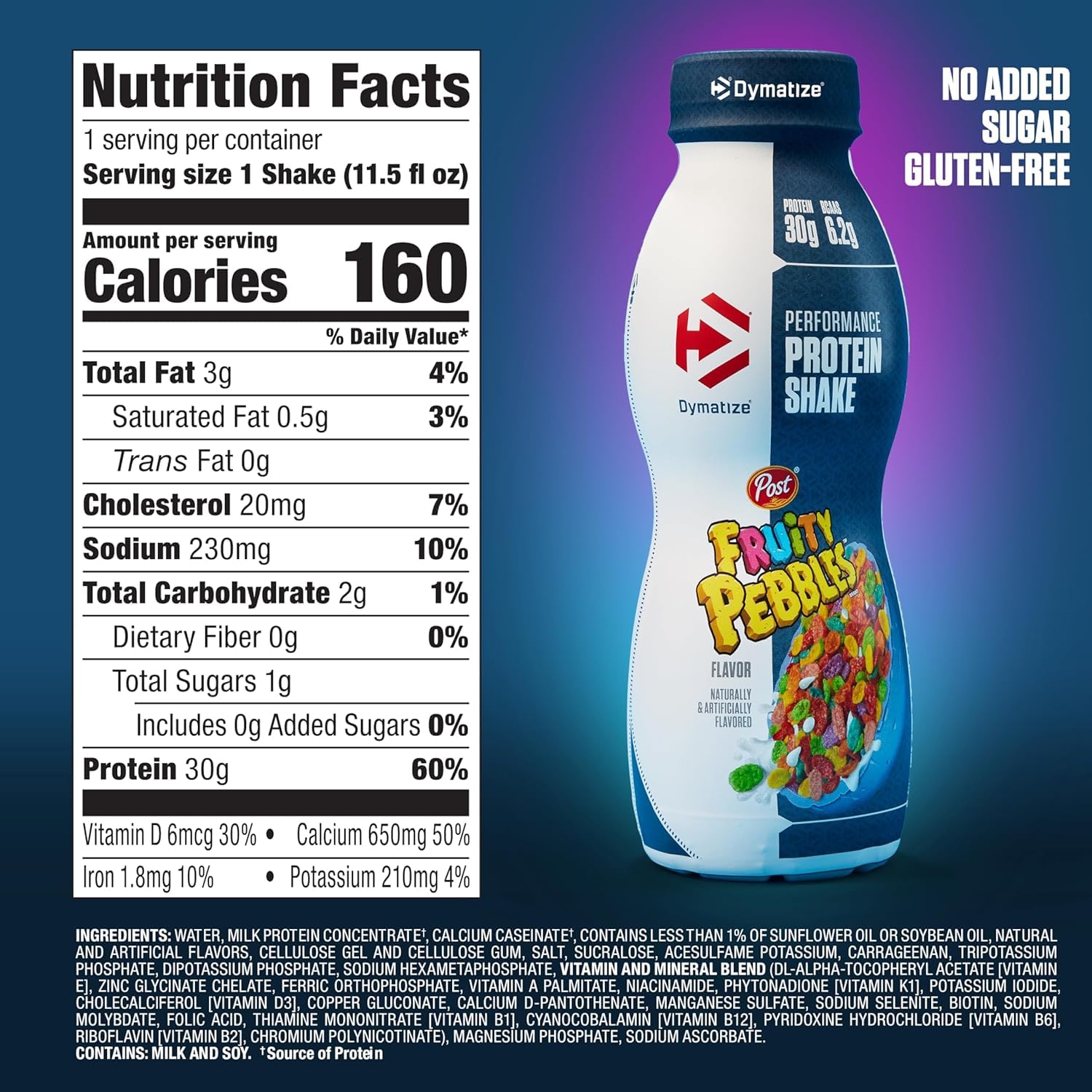 Bundle of Dymatize Performance Protein Shake, Fruity Pebbles (12 pack) + ISO100 Whey Protein Powder Isolate, Gourmet Vanilla (20 Servings)