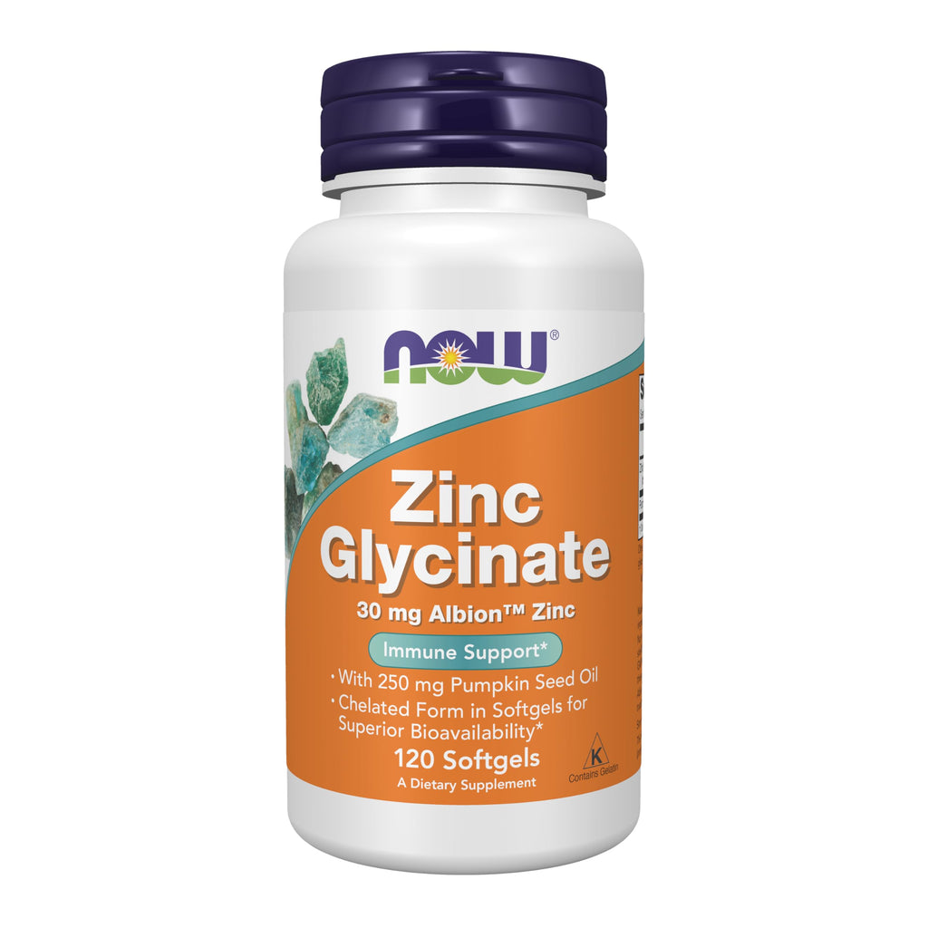 NOW Foods Supplements, Zinc Glycinate with 250 mg Pumpkin Seed Oil, 120 Softgels (Packaging May Vary)