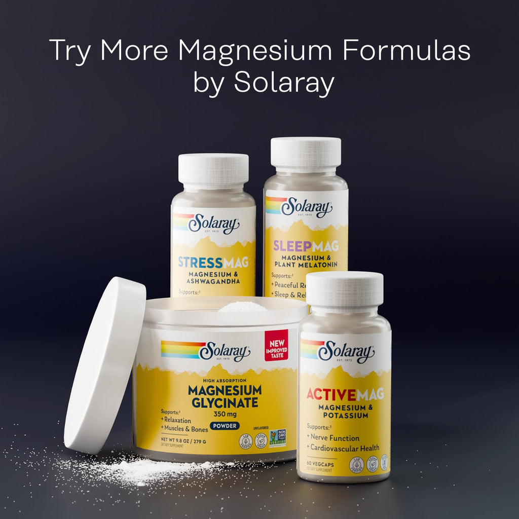 SOLARAY Magnesium Glycinate 500 mg Powder, Unflavored, 8.4 oz