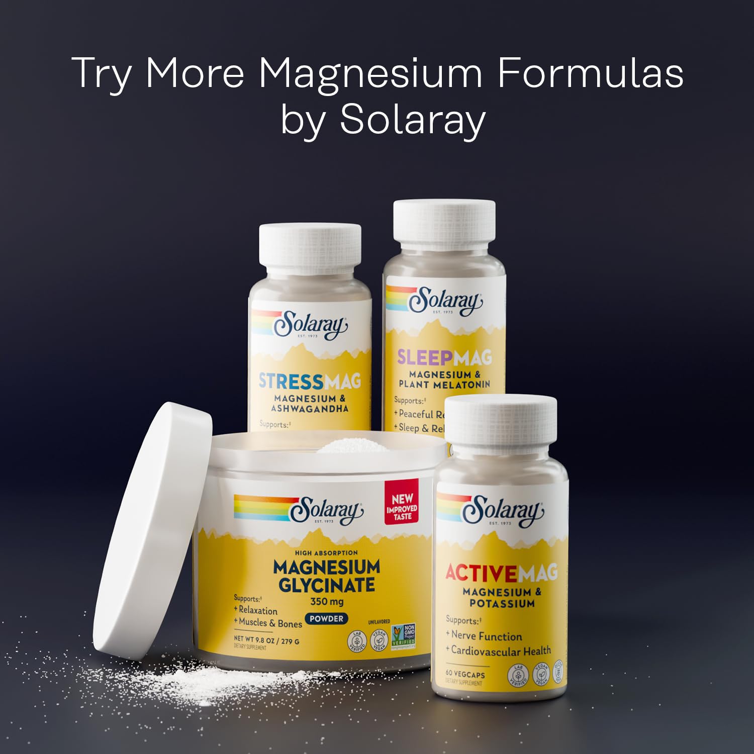 SOLARAY Magnesium Glycinate 500 mg Powder, Unflavored, 8.4 oz