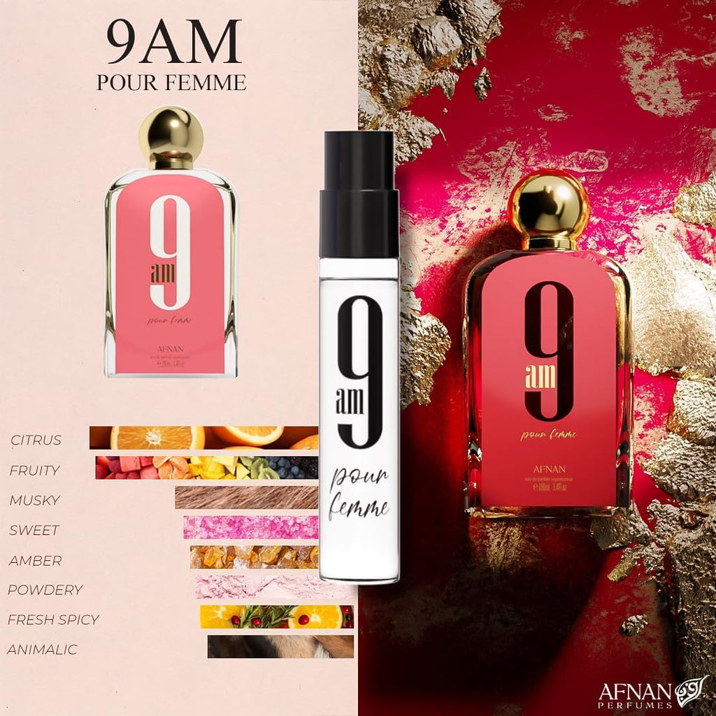 Afnan 9 Series Discovery Kit, 5-Piece Miniature Perfume Set - 2ml x 5 Vials