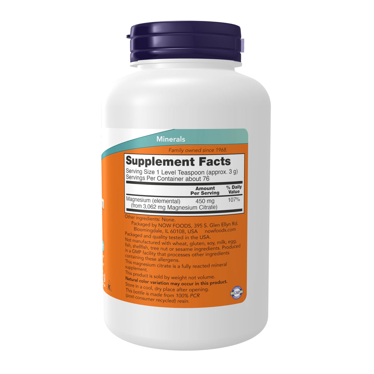 NOW Foods Supplements, Magnesium Citrate Pure Powder, Enzyme Function, 8-Ounce