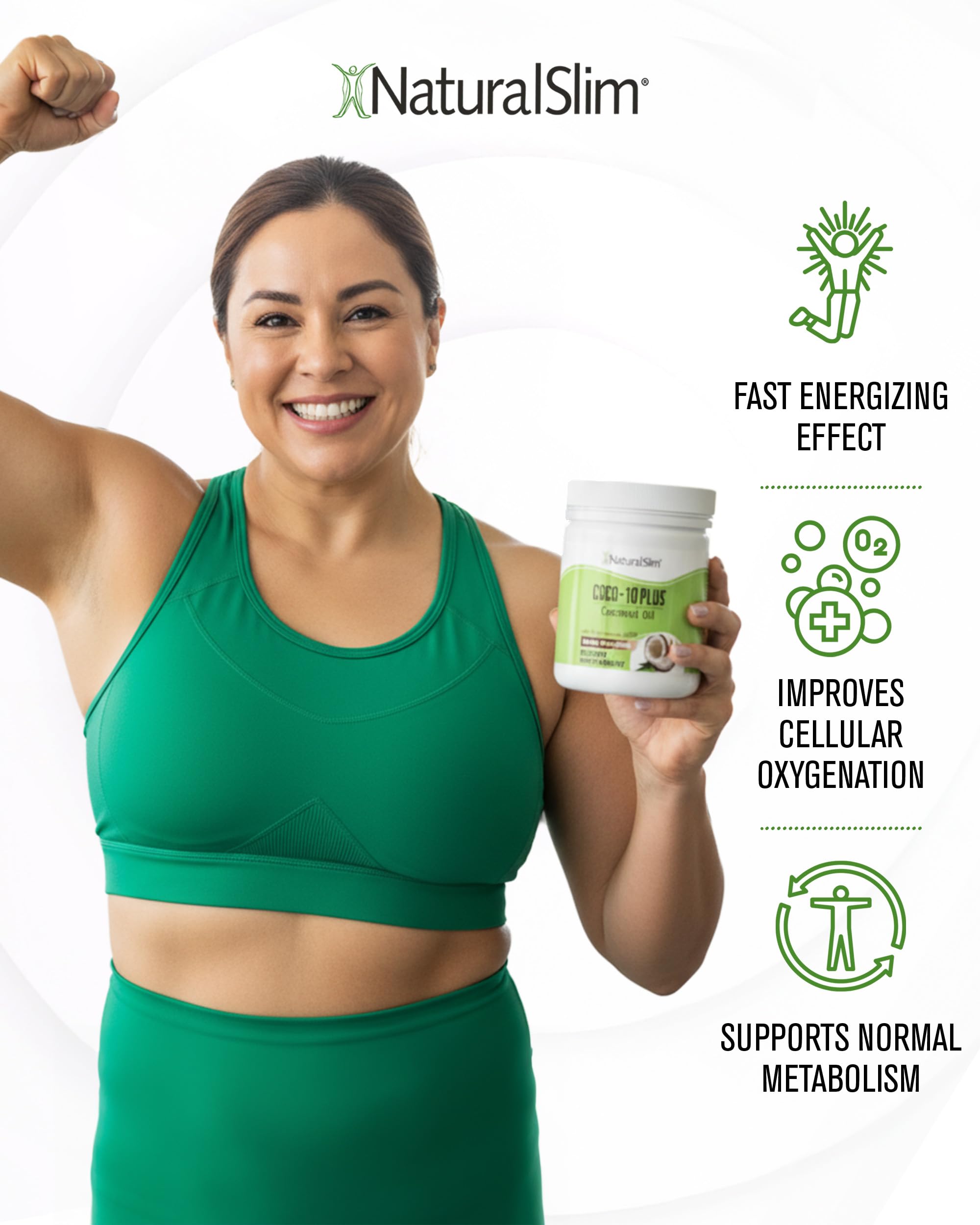 NaturalSlim Coconut Oil with CoQ10 - MCT Oil Organic Coconut Oil for Baking, Mixing with Shake, Smoothies, Coffee, or Ingest Directly - Boost Energy, Metabolism and Immune System Fresh Flavor