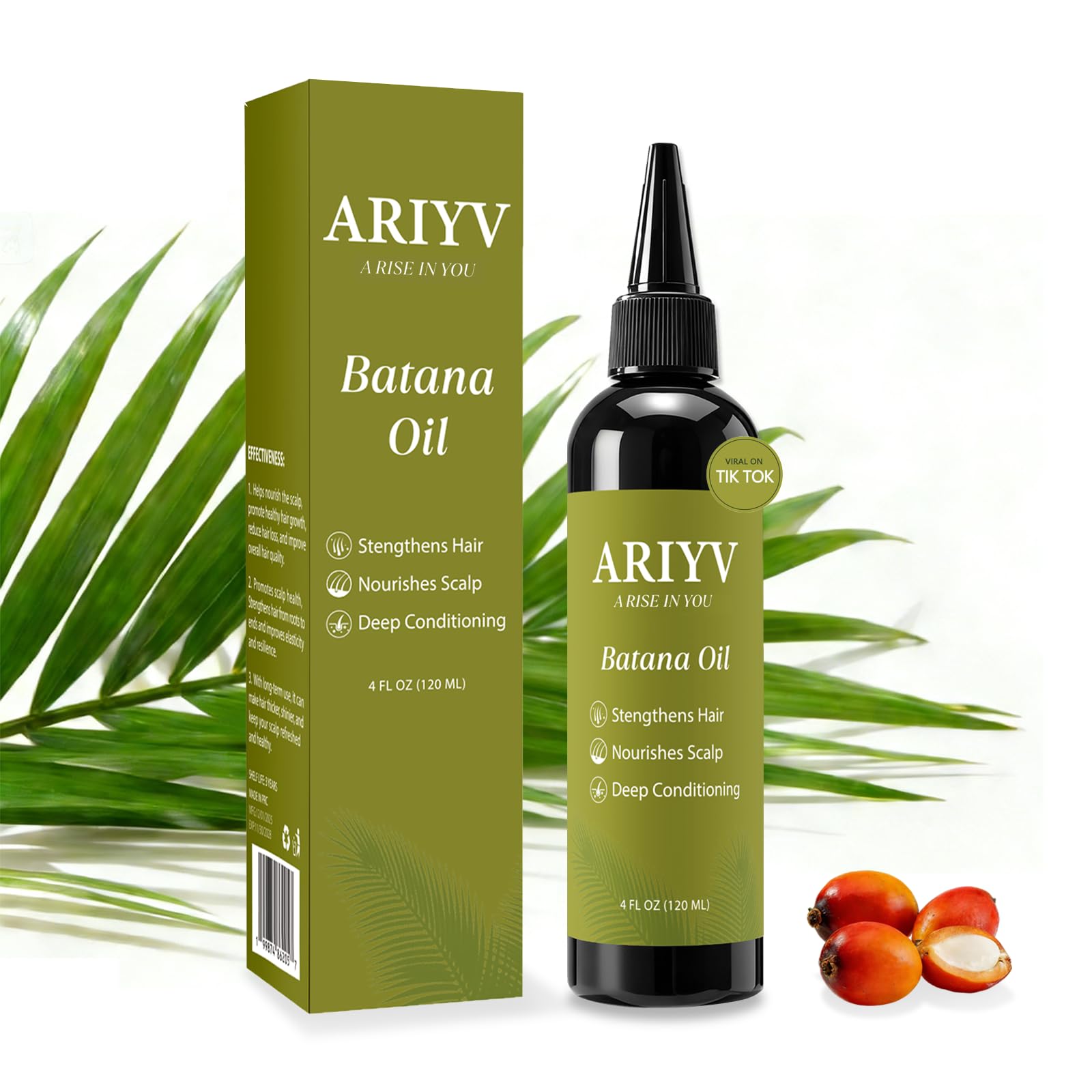 Ariyv Batana Oil for Hair Growth, Natural Batana Oil - Prevents Hair Loss, Reduces Breakage and Strengthens Hair, Enhances Thickness for Men & Women