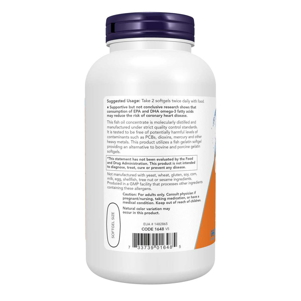 NOW Supplements, Omega-3, Molecularly Distilled, 200 Fish Gelatin Softgels
