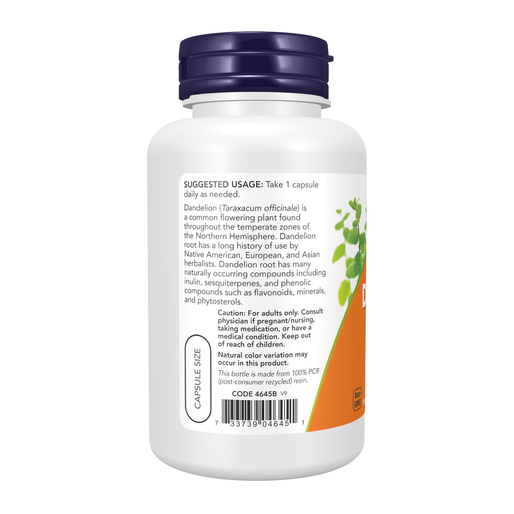 NOW Foods Supplements, Dandelion Root (Taraxacum officinale) 500 mg, Herbal Supplement, For Dietary, 100 Veg Capsules