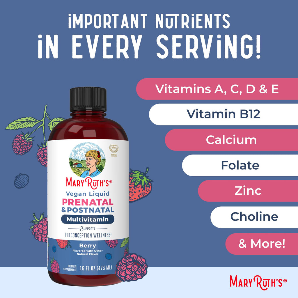 MARYRUTH'S Postnatal & Prenatal Liquid Multivitamin for Women, 16 oz, Vegan