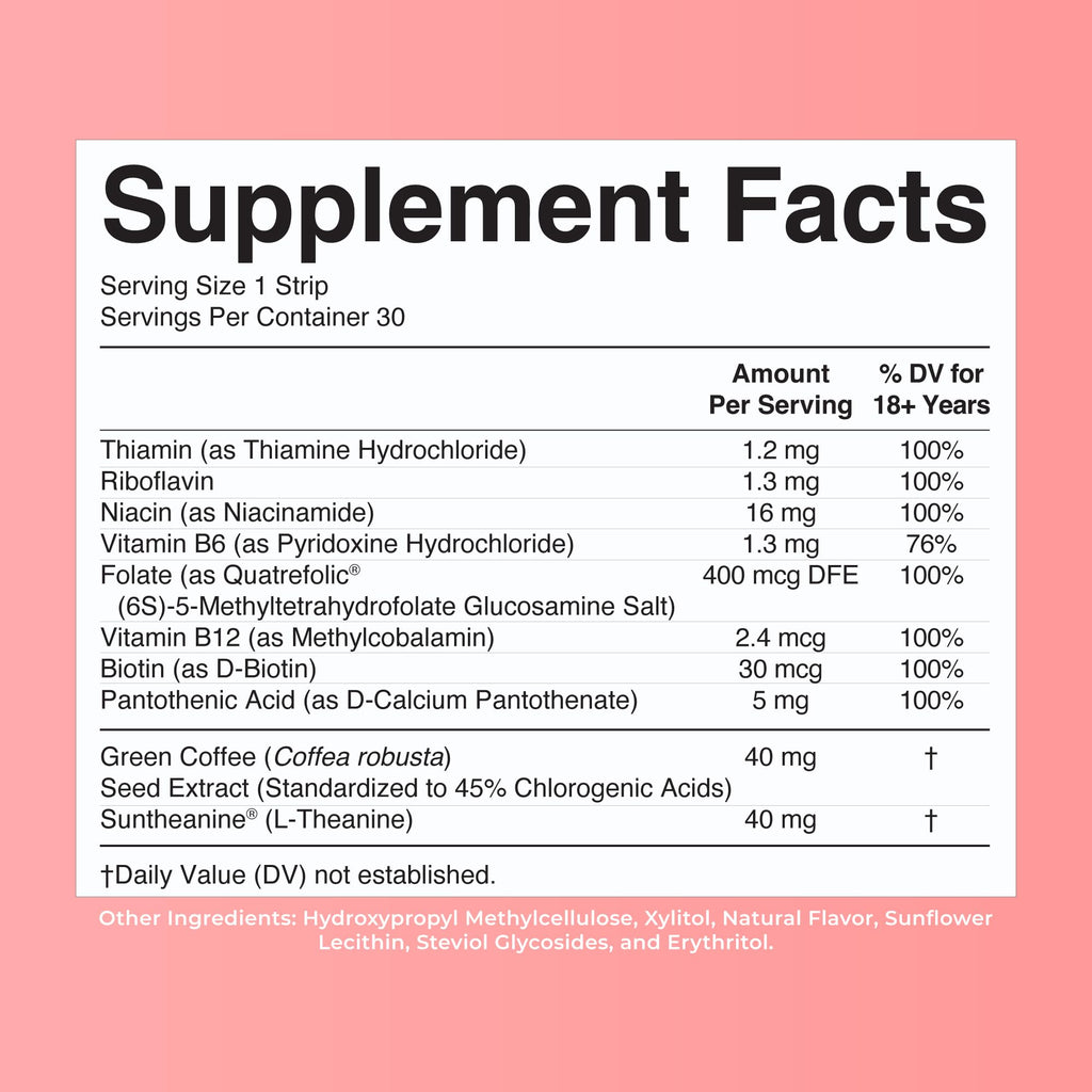 MaryRuth's Energy Dissolving Strips, B Vitamin Complex, 30 Count, Vegan