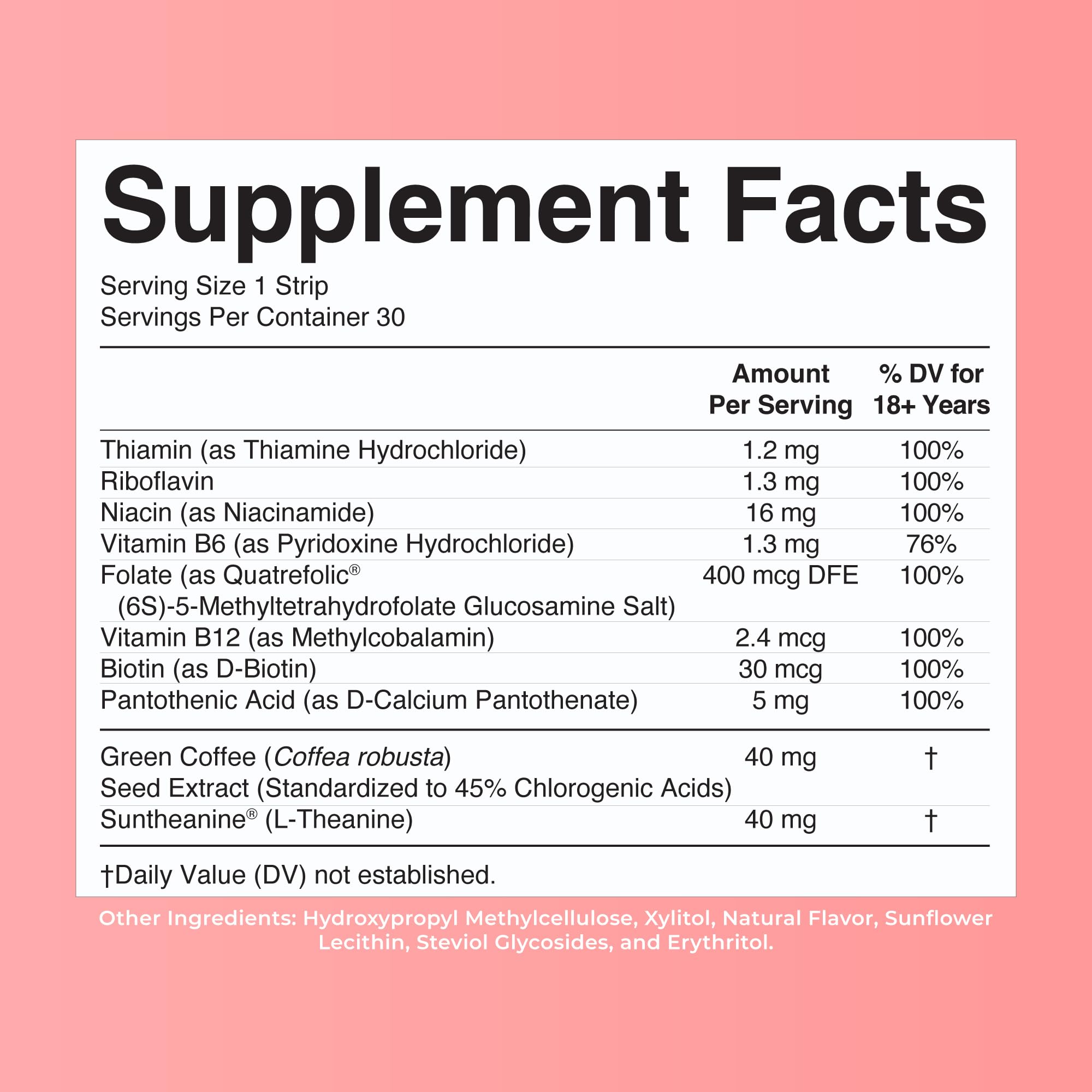 MaryRuth's Energy Dissolving Strips, B Vitamin Complex, 30 Count, Vegan