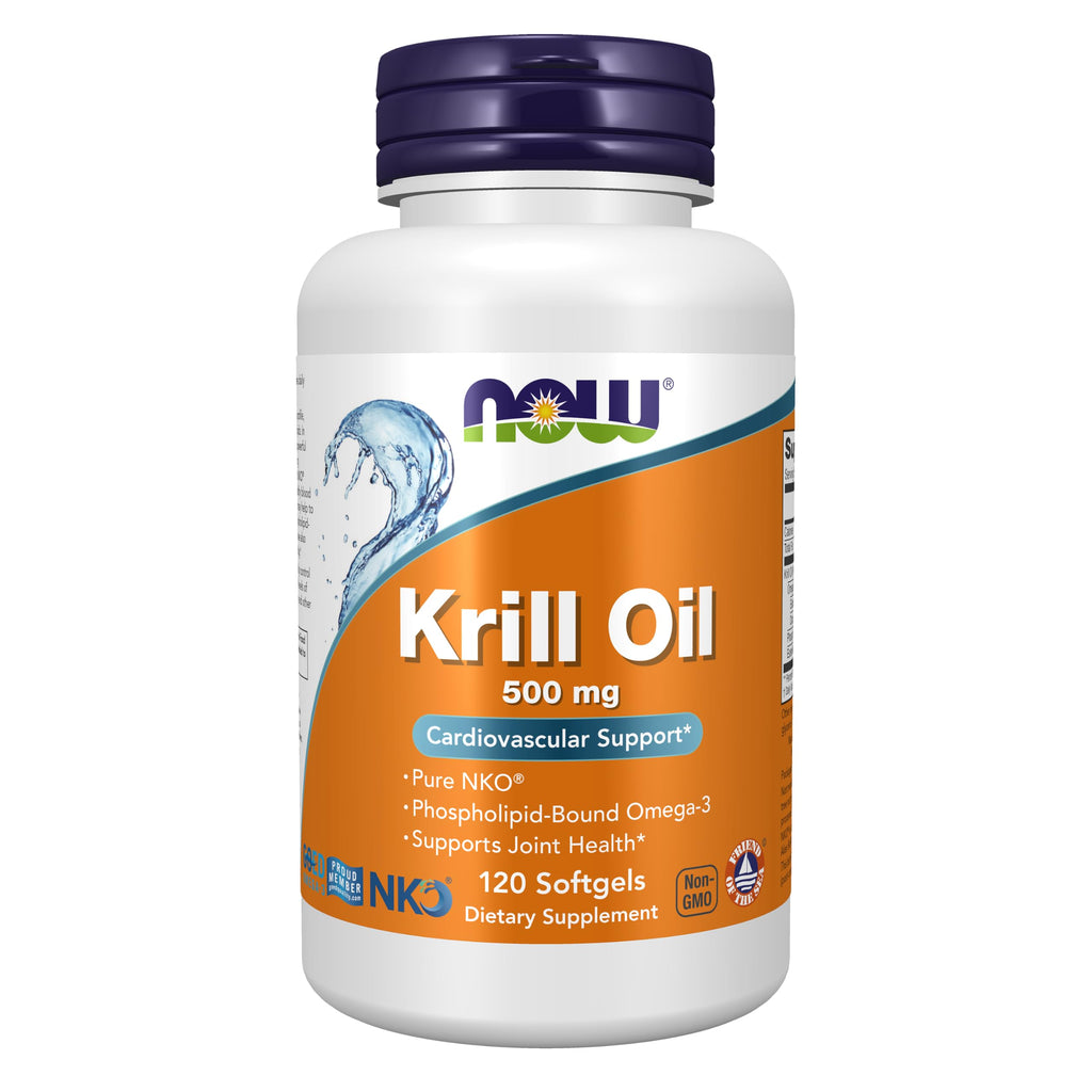 NOW Supplements, Krill Oil 500 mg, Phospholipid-Bound Omega-3, Cardiovascular Support*, 120 Softgels