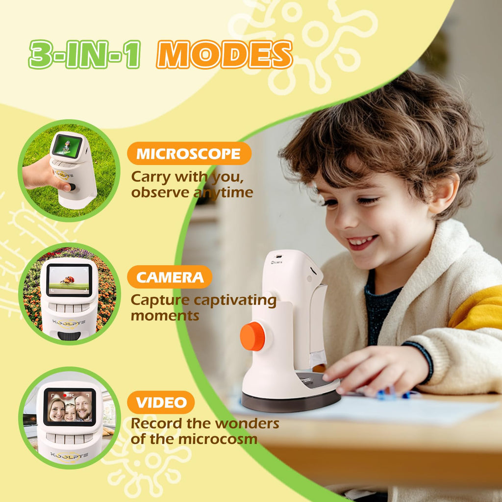 Handheld Digital Microscope for Kids, 1000X, 2.1'' HD LCD Screen