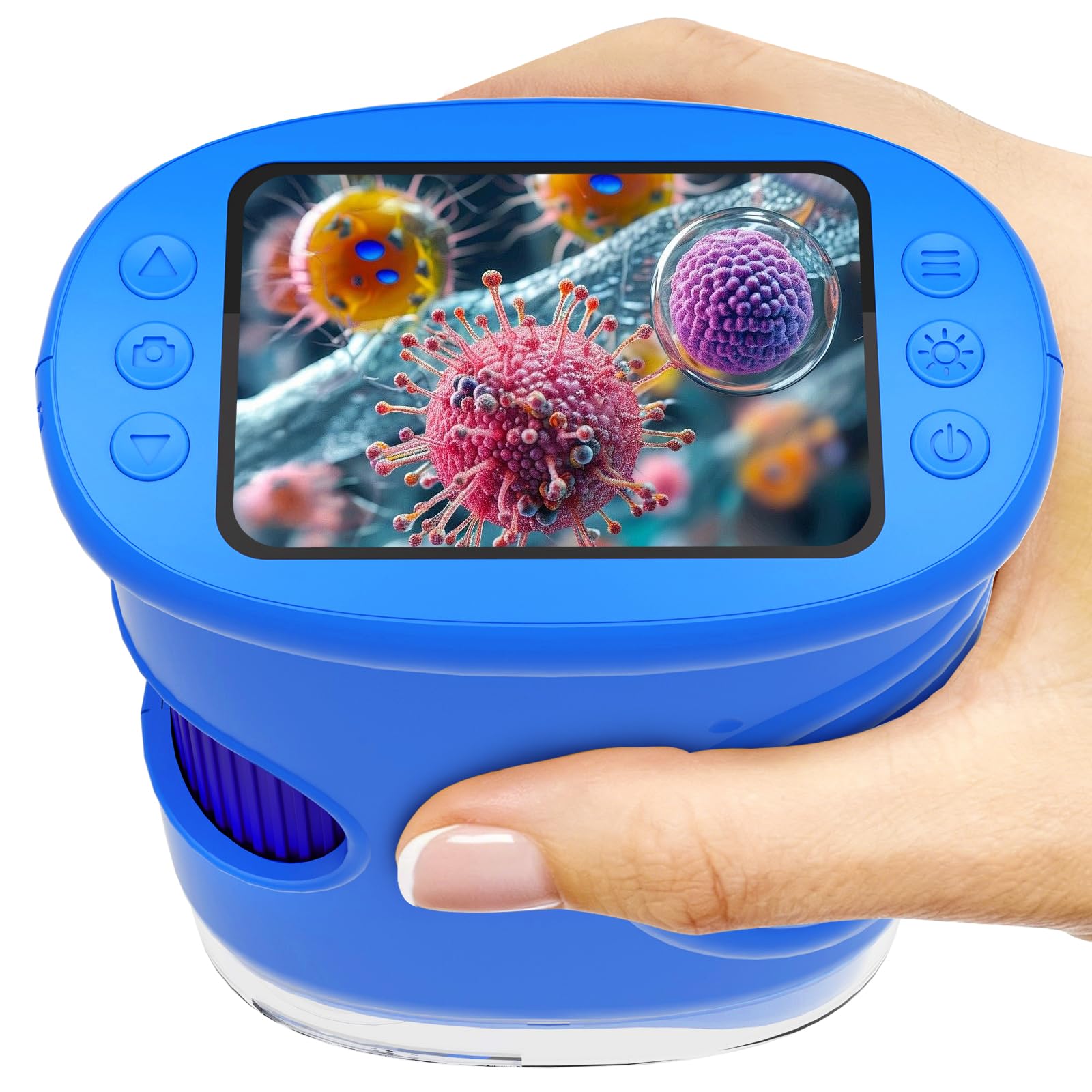 Pozifu 1000X Handheld Microscope for Kids: Pocket Digital Microscope with 2.0''IPS Screen&Photo/Video - Portable Edu Science Kits for Girls Boys - STEM Toys Birthday Gifts Ages 3-6 6-12(Blue)